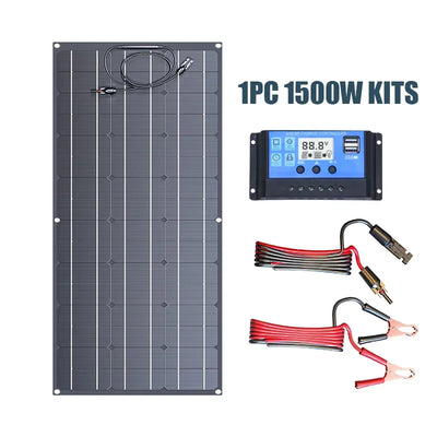 1500W 3000W Solar Panel High Power ETFE Flexible Monocrystalline Solar 1 PC Cell Home/Outdoor Camping Cars/Boats 12V Battery Charger