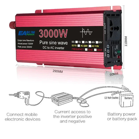 RadiantGrid Pro 3000W Complete Solar Kit - Pure Sine Wave Inverter with 300W Panel and Smart Controller