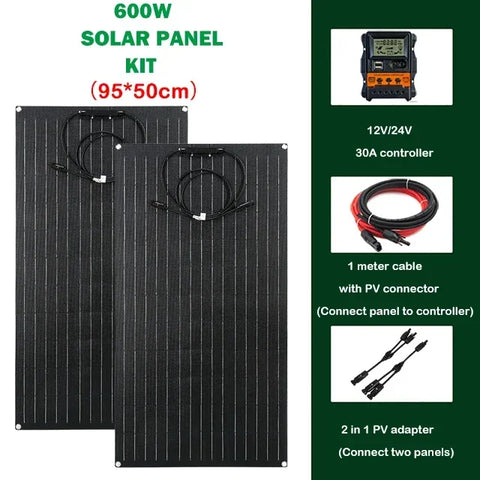 RadiantGrid Pro 3000W Complete Solar Kit - Pure Sine Wave Inverter with 300W Panel and Smart Controller